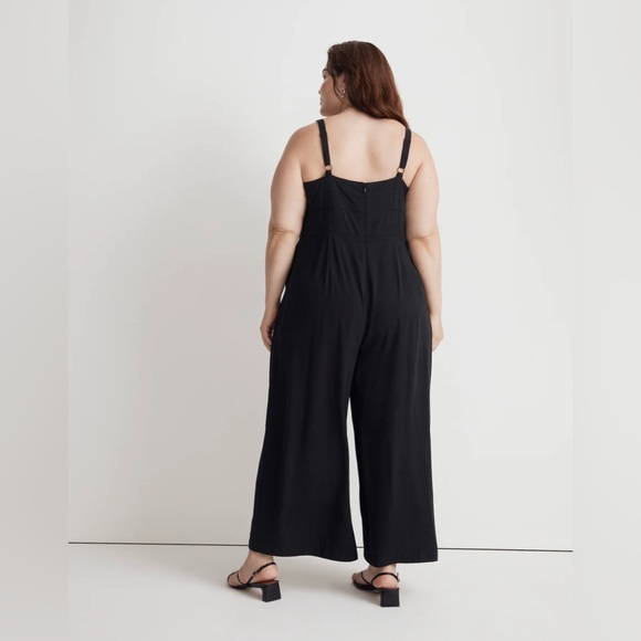 MWT Madewell Plus Square-Neck Wide-Leg Sleeveless Jumpsuit - 18W - Black - Picture 3 of 9